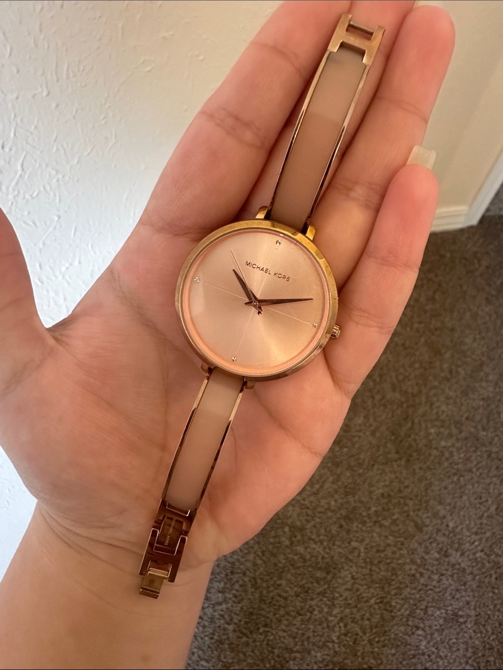Michael Kors Pink Rose Gold-Tone Minimalist Watch